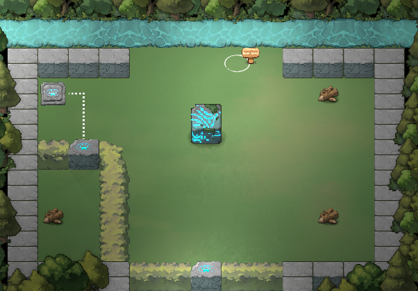 Level 1 second section: first mini-puzzle and dam-building intro