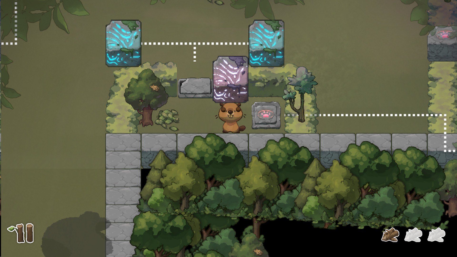 Beaver Quest gameplay: forest puzzle area