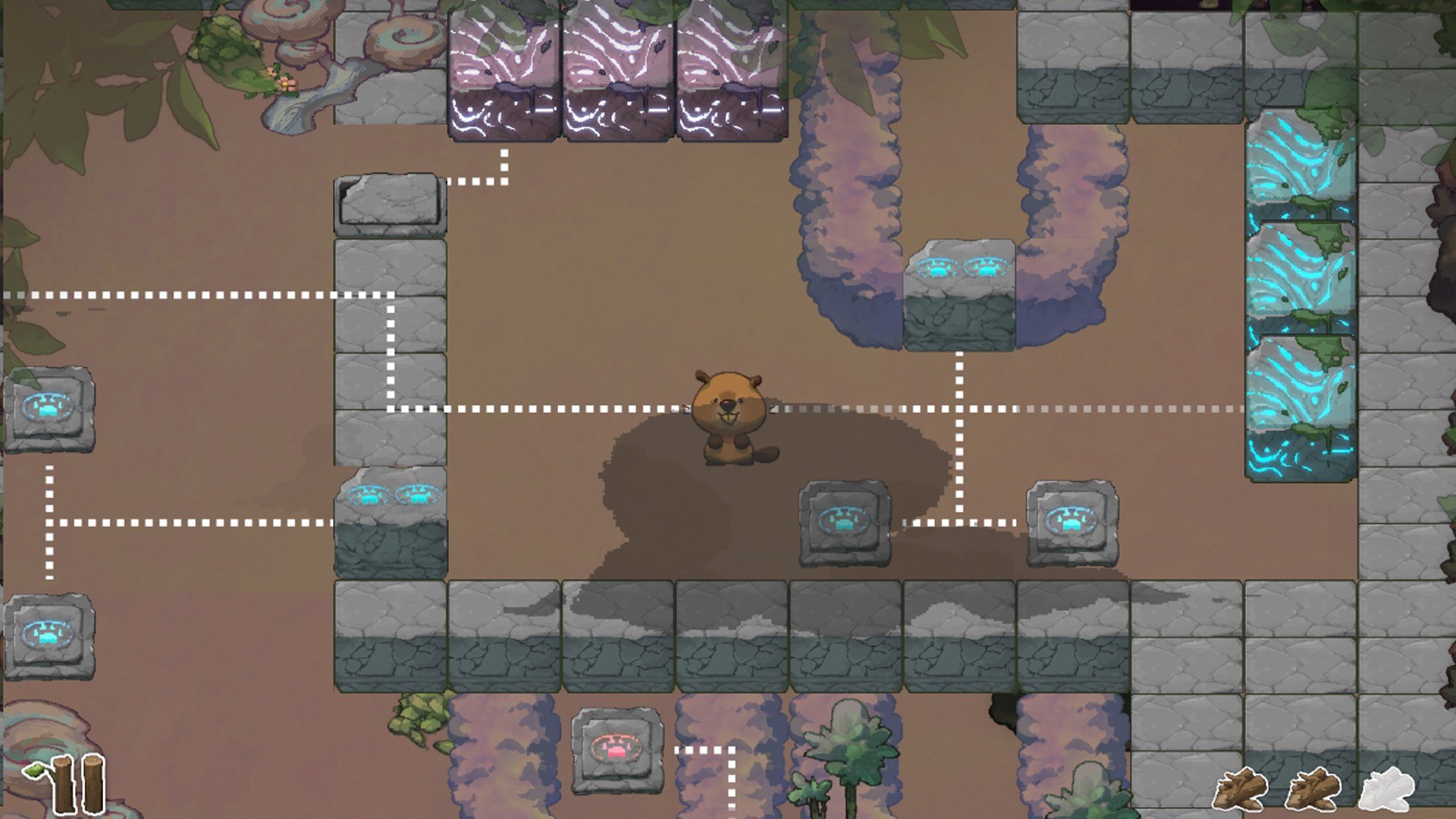 Beaver Quest gameplay: dam-building puzzle