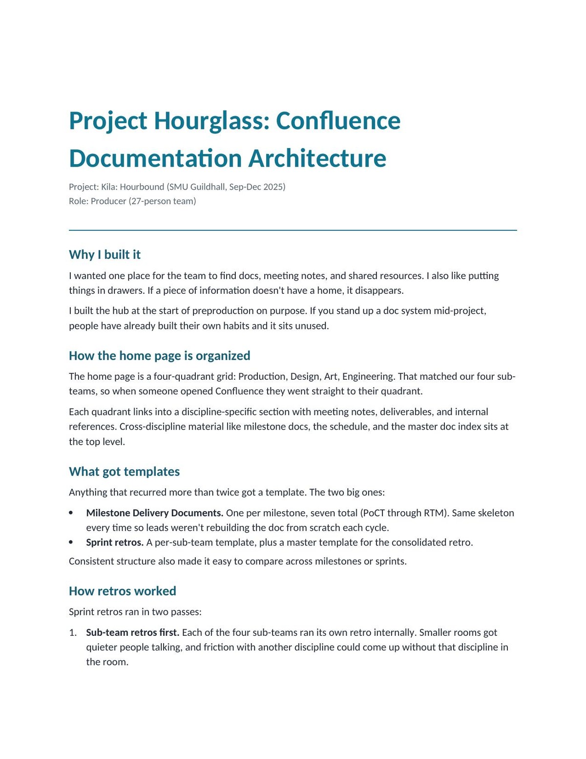 Project Hourglass Confluence Documentation Architecture writeup
